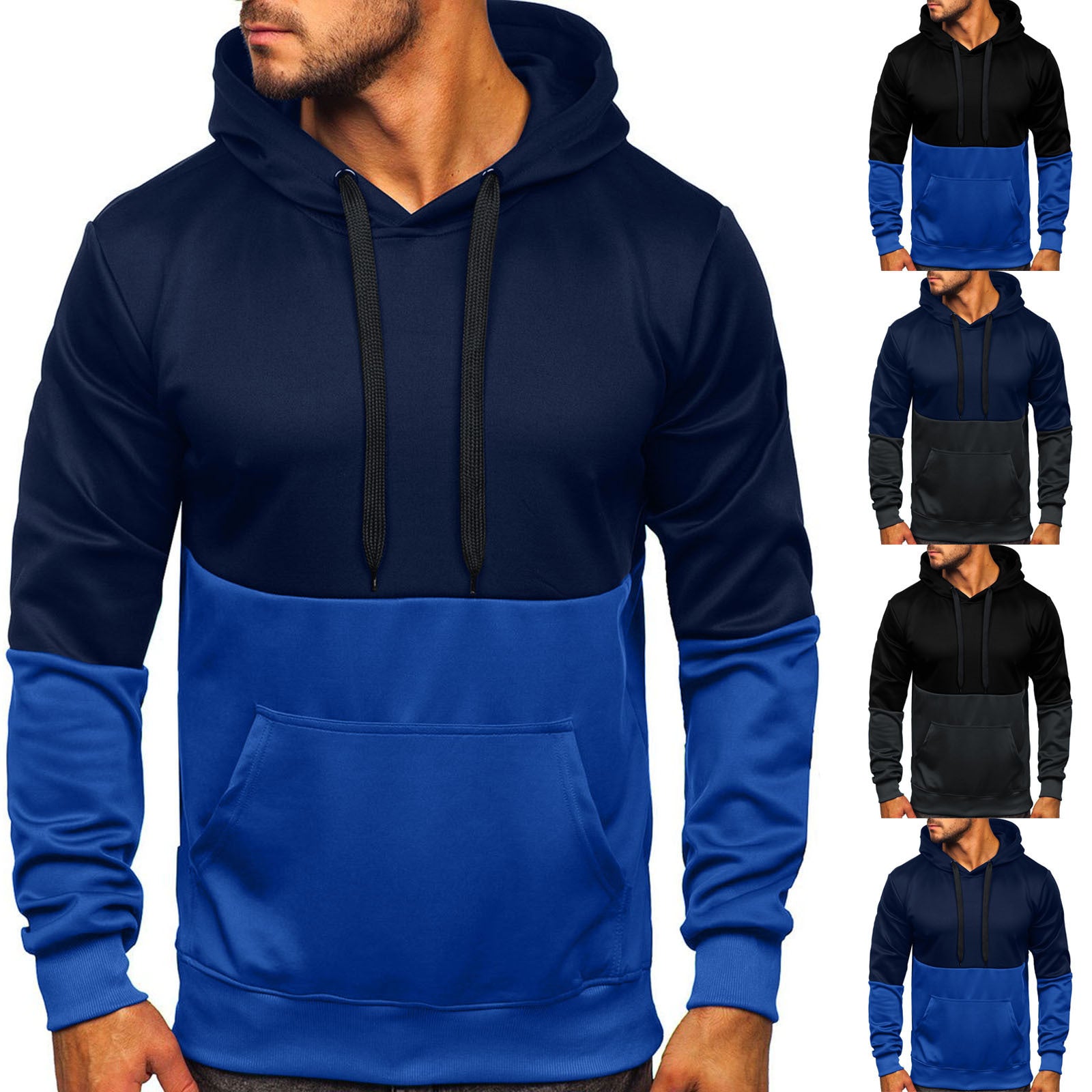 Color Block Hooded Couple Wear